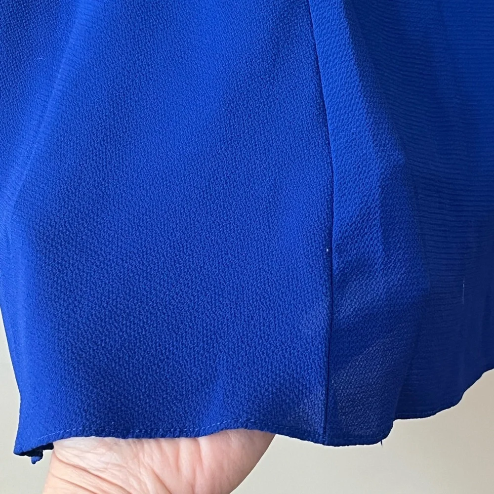 Rafaella Elegant Royal Blue Women's Blouse Roll Up Sleeves Size Large - Picture 3 of 16